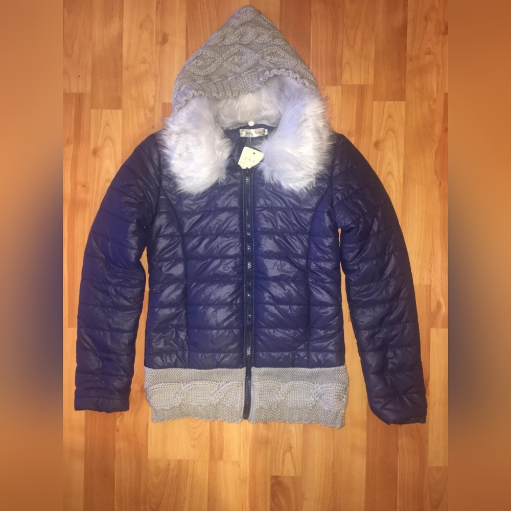 Hooded Women Jacket Blue Fall/Spring Season SizeXS-S